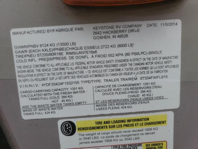 4YDF33424F1532155 - 2015 KEYSTONE SPRINTER BROWN photo 10