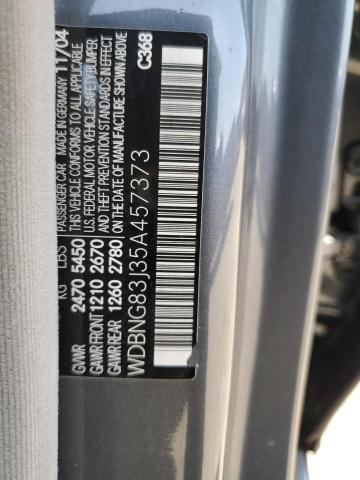 WDBNG83J35A457373 - 2005 MERCEDES-BENZ S 430 4MATIC CHARCOAL photo 12