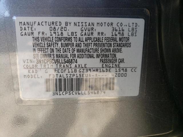 3N1CP5CV6LL546874 - 2020 NISSAN KICKS SV GRAY photo 13