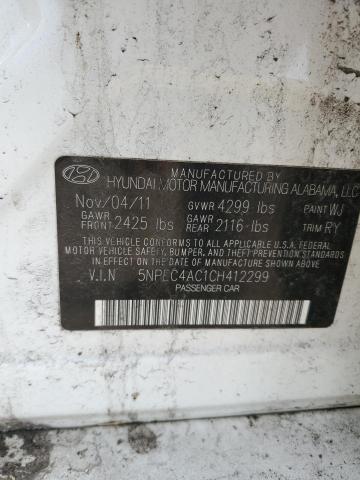 5NPEC4AC1CH412299 - 2012 HYUNDAI SONATA SE WHITE photo 12