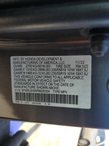 5FNRL6H95PB026304 - 2023 HONDA ODYSSEY ELITE Մոխրագույն լուսանկար 14