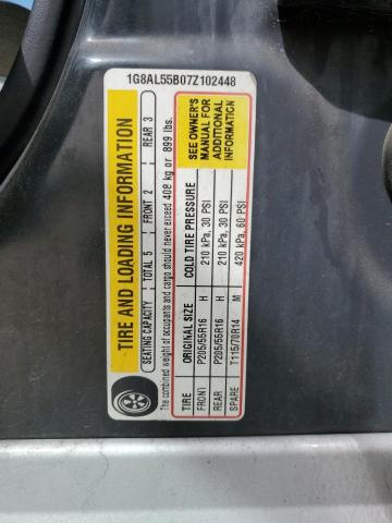 1G8AL55B07Z102448 - 2007 SATURN ION LEVEL 3 SILVER photo 12