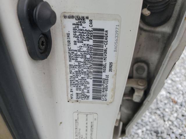 4T1BF32K23U058983 - 2003 TOYOTA CAMRY LE WHITE photo 12