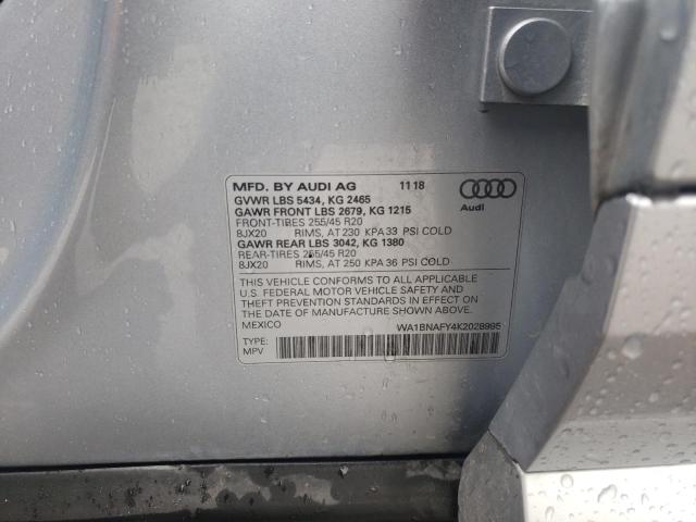 WA1BNAFY4K2028995 - 2019 AUDI Q5 PREMIUM PLUS SILVER photo 12