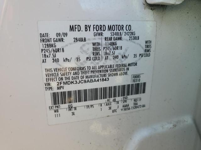 2FMDK3JC9ABA41843 - 2010 FORD EDGE SEL WHITE photo 13