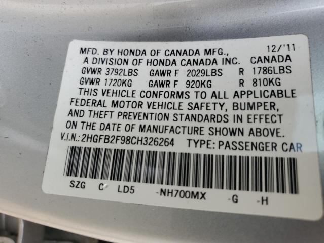 2HGFB2F98CH326264 - 2012 HONDA CIVIC EXL Boz foto 13