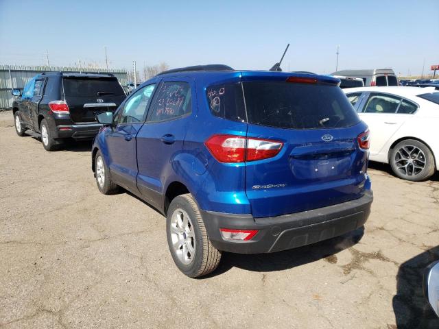 MAJ3S2GE2LC337590 - 2020 FORD ECOSPORT SE BLUE photo 2