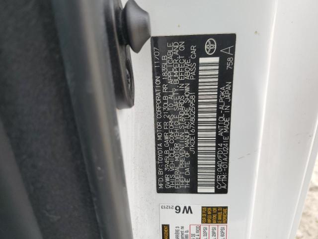 JTKDE167X80259581 - 2008 TOYOTA SCION TC 白色 照片 12