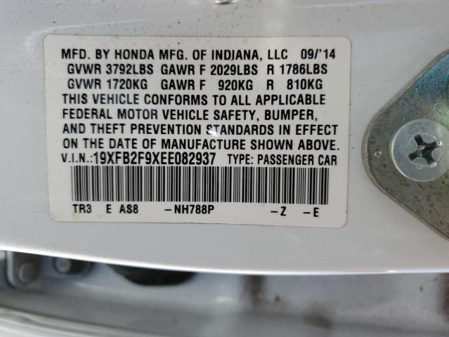 19XFB2F9XEE082937 - 2014 HONDA CIVIC EXL WHITE photo 12