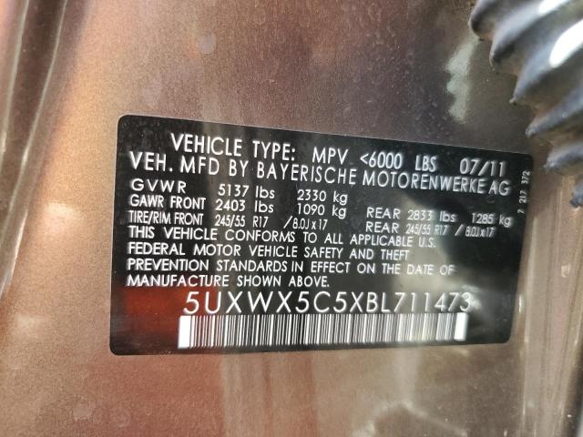 5UXWX5C5XBL711473 - 2011 BMW X3 XDRIVE28I BROWN photo 12