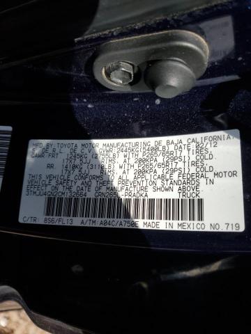 3TMJU4GN2CM132664 - 2012 TOYOTA TACOMA DOUBLE CAB PRERUNNER BLUE photo 12