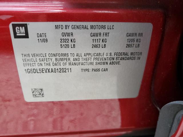 1G6DL5EVXA0120211 - 2010 CADILLAC CTS PERFORMANCE COLLECTION Красный фото 12