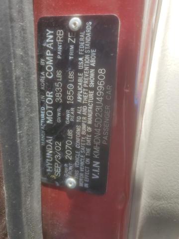 KMHDN45D23U499608 - 2003 HYUNDAI ELANTRA GLS RED photo 12