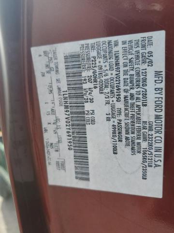 1LNHM97V02Y691950 - 2002 LINCOLN CONTINENTA MAROON photo 12