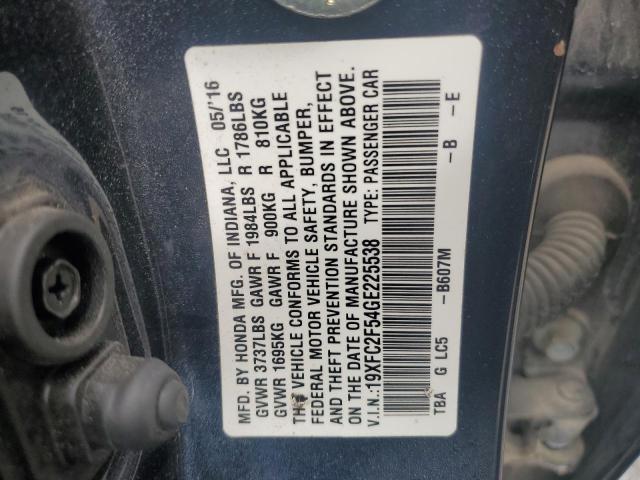 19XFC2F54GE225538 - 2016 HONDA CIVIC LX BLUE photo 12