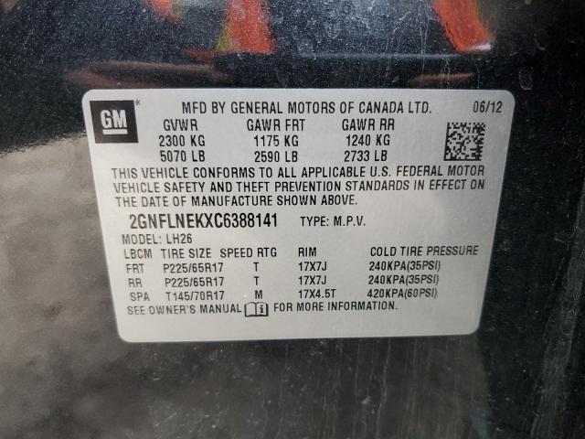 2GNFLNEKXC6388141 - 2012 CHEVROLET EQUINOX LT BLACK photo 12