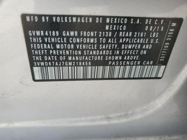 3VWD67AJ7GM218456 - 2016 VOLKSWAGEN JETTA SE SILVER photo 13