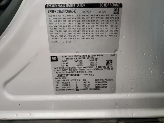 LRBFXDSA7HD076840 - 2017 BUICK ENVISION ESSENCE Արծաթագույն լուսանկար 13