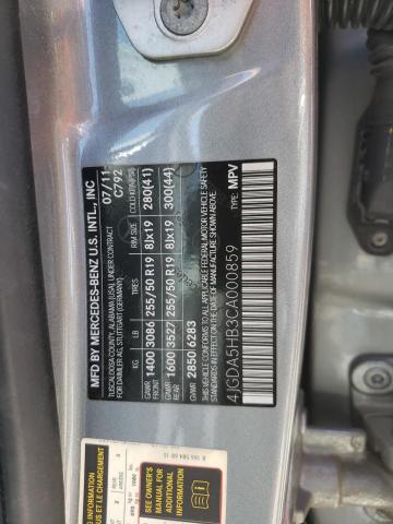 4JGDA5HB3CA000859 - 2012 MERCEDES-BENZ ML 350 4MATIC SILVER photo 13