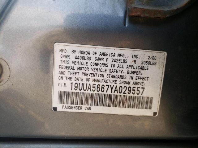 19UUA5667YA029557 - 2000 ACURA 3.2TL GRAY photo 12