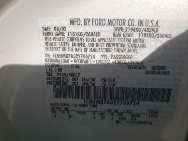 1LNHM87A32Y706724 - 2002 LINCOLN LS 白色 照片 12