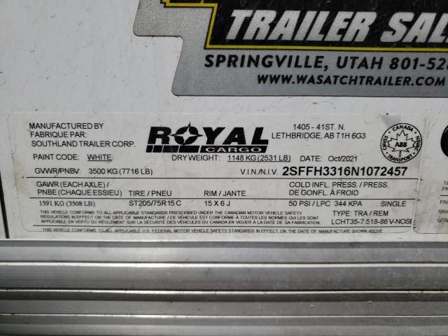 2SFFH3316N1072457 - 2022 STERLING TRAILER WHITE photo 10