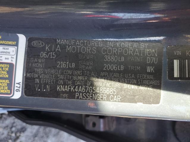 KNAFK4A67G5486685 - 2016 KIA FORTE LX GRAY photo 12