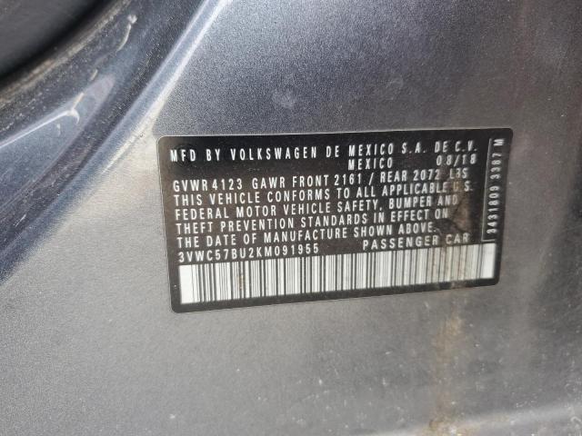 3VWC57BU2KM091955 - 2019 VOLKSWAGEN JETTA S Boz foto 12