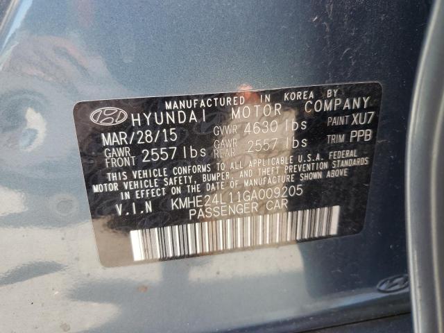 KMHE24L11GA009205 - 2016 HYUNDAI SONATA HYBRID BLUE photo 12