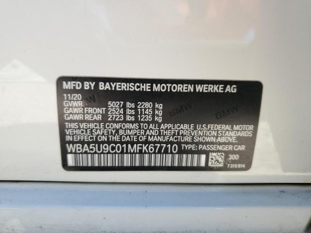 WBA5U9C01MFK67710 - 2021 BMW M340XI WHITE photo 12