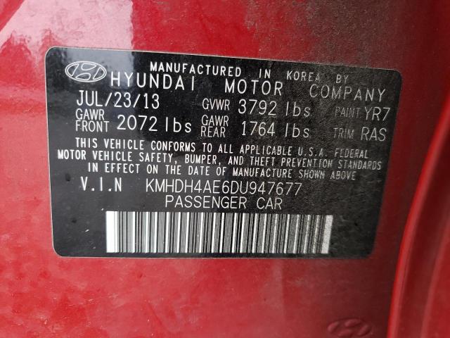 KMHDH4AE6DU947677 - 2013 HYUNDAI ELANTRA GLS RED photo 12