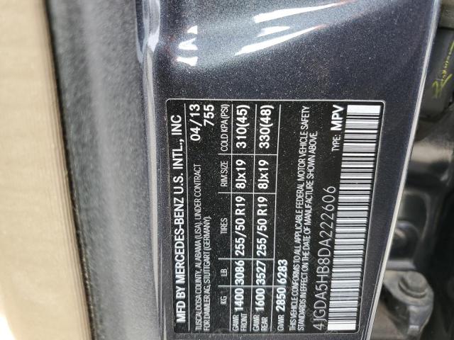 4JGDA5HB8DA222606 - 2013 MERCEDES-BENZ ML 350 4MATIC GRAY photo 13