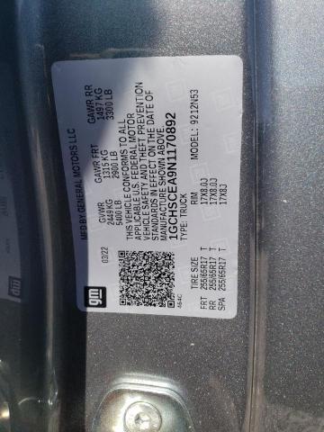 1GCHSCEA9N1170892 - 2022 CHEVROLET COLORADO LT GRAY photo 12