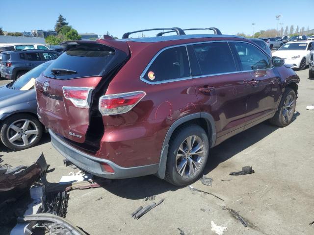 5TDJKRFH1ES012789 - 2014 TOYOTA HIGHLANDER XLE ბურგუნდია ფოტო 3
