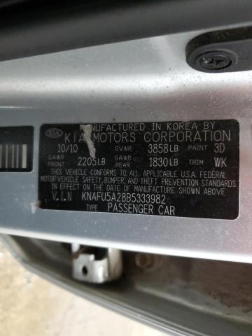 KNAFU5A28B5333982 - 2011 KIA FORTE EX SILVER photo 12