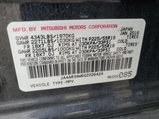 JA4AR3AW6GZ026424 - 2016 MITSUBISHI OUTLANDER ES BLACK photo 12