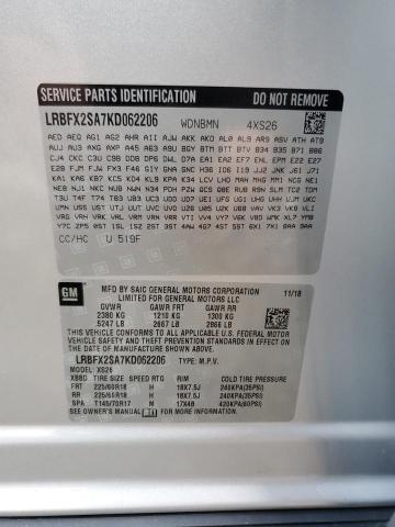 LRBFX2SA7KD062206 - 2019 BUICK ENVISION ESSENCE SILVER photo 13