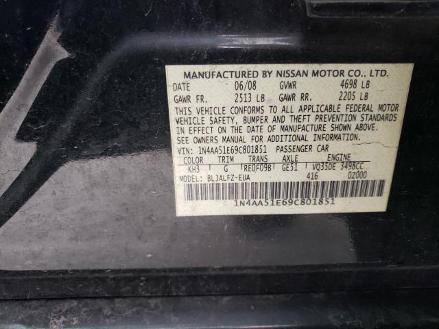 1N4AA51E69C801851 - 2009 NISSAN MAXIMA S BLACK photo 12