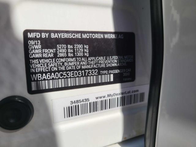 WBA6A0C53ED317332 - 2014 BMW 640 I GRAN COUPE WHITE photo 10