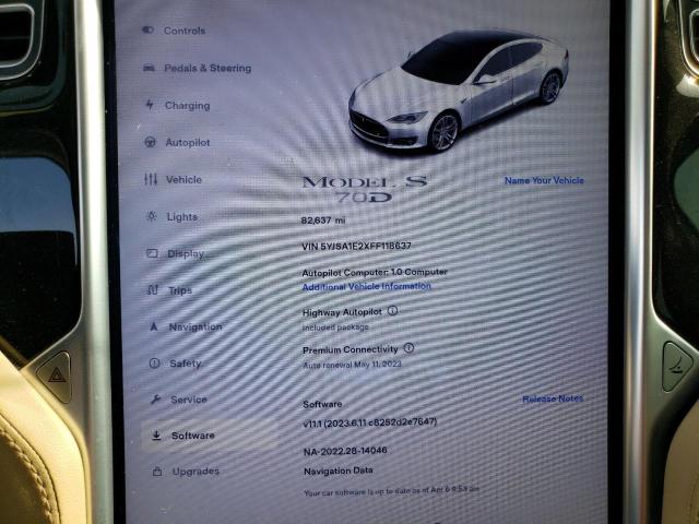5YJSA1E2XFF118637 - 2015 TESLA MODEL S Ağ foto 9