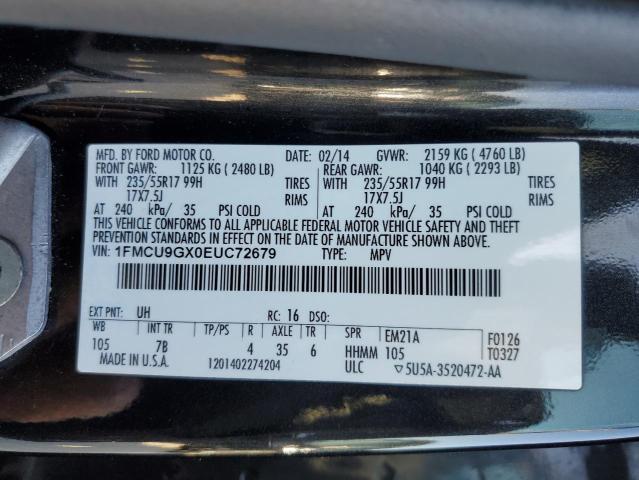 1FMCU9GX0EUC72679 - 2014 FORD ESCAPE SE BLACK photo 14