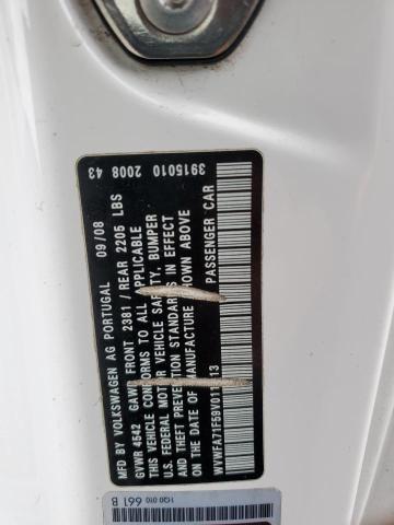 WVWFA71F59V011613 - 2009 VOLKSWAGEN EOS LUX 白色 照片 12