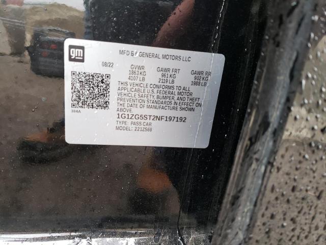 1G1ZG5ST2NF197192 - 2022 CHEVROLET MALIBU RS 黑色 照片 12