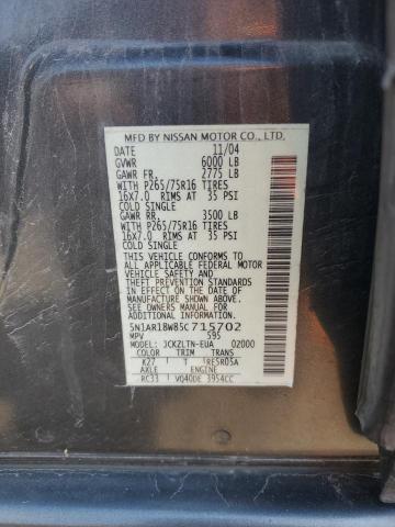 5N1AR18W85C715702 - 2005 NISSAN PATHFINDER LE 石墨色 照片 13