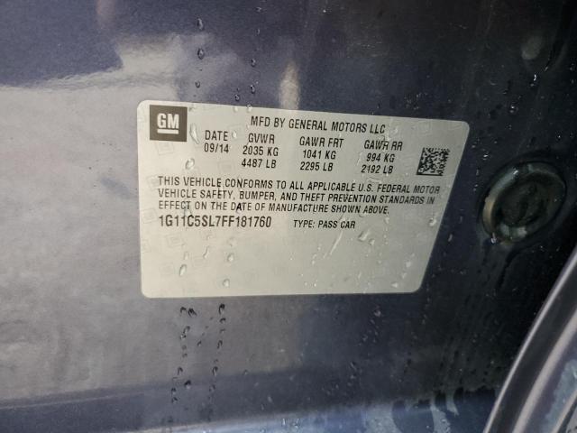 1G11C5SL7FF181760 - 2015 CHEVROLET MALIBU 1LT ლურჯი ფოტო 12