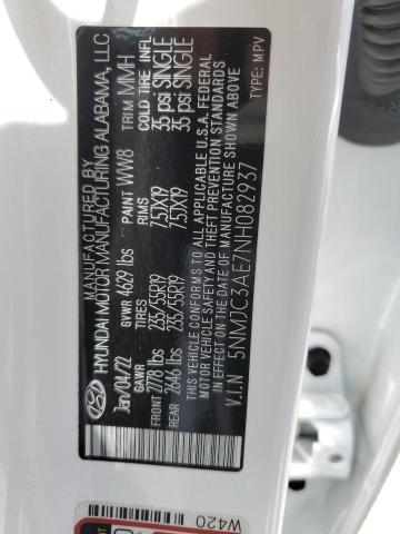 5NMJC3AE7NH082937 - 2022 HYUNDAI TUCSON SEL WHITE photo 14