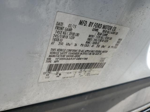 1FM5K8AR3FGB61188 - 2015 FORD EXPLORER POLICE INTERCEPTOR 白色 照片 14