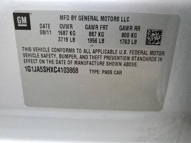 1G1JA5SHXC4103868 - 2012 CHEVROLET SONIC LS 银色 照片 12