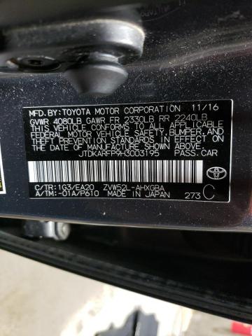 JTDKARFP9H3003195 - 2017 TOYOTA PRIUS PRIM ნაცრისფერი ფოტო 12