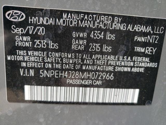 5NPEH4J28MH072966 - 2021 HYUNDAI SONATA LIMITED GRAY photo 12